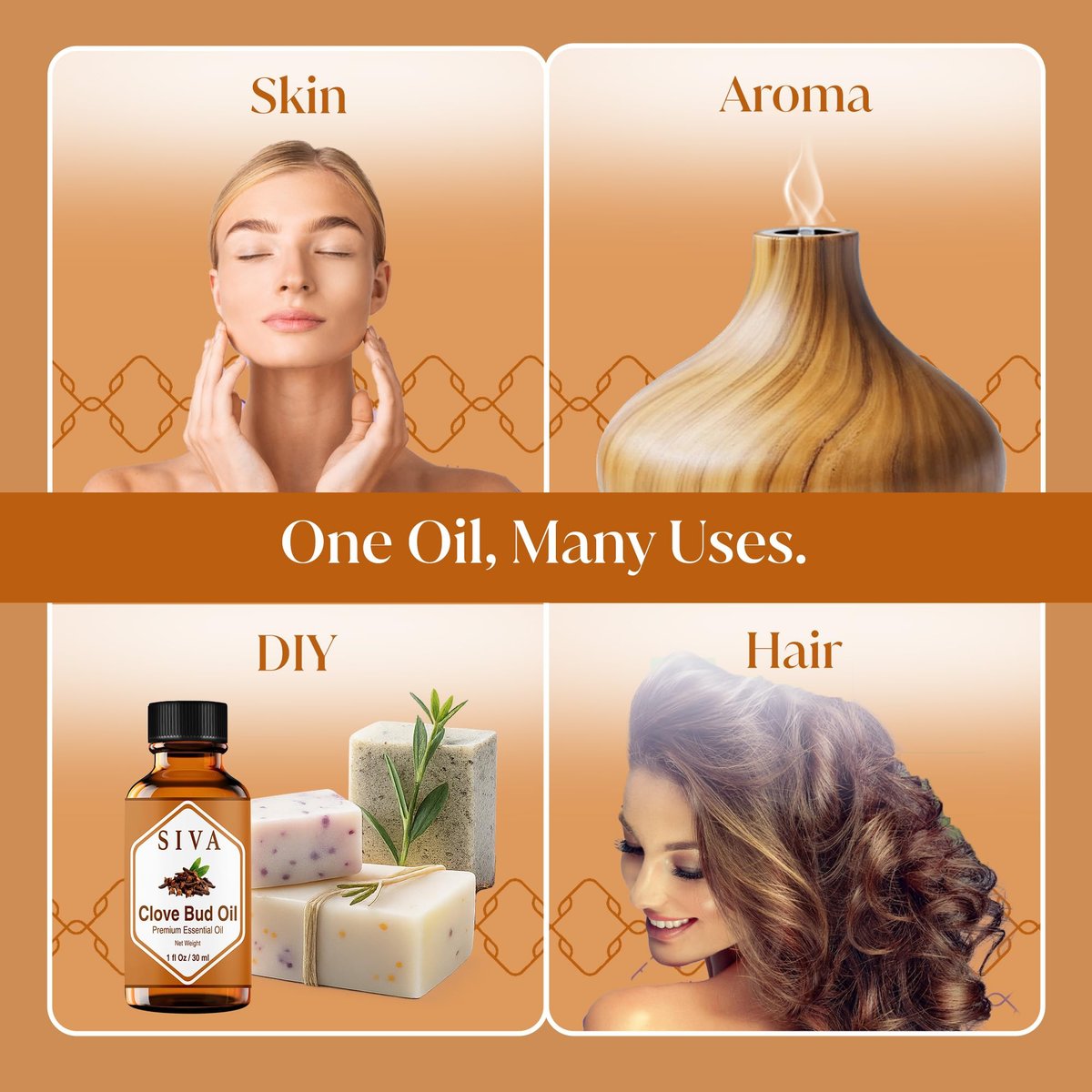 SIVA ORGANICS Bio Nelkenknospen-Öl - 30 ml – 100% reines Nelkenknospenöl für Diffuser, Gesicht, Hautpflege, Aromatherapie, Haarpflege, Kopfhaut und Körpermassage – mit Pipette