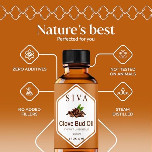 SIVA ORGANICS Bio Nelkenknospen-Öl - 30 ml – 100% reines Nelkenknospenöl für Diffuser, Gesicht, Hautpflege, Aromatherapie, Haarpflege, Kopfhaut und Körpermassage – mit Pipette