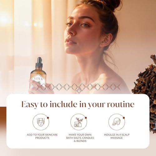 Siva Clove Bud Essential Oil - 4 Fl Oz – 100% Natürliches Nelkenöl für Diffuser, Gesicht, Hautpflege, Aromatherapie, Haarpflege, Kopfhaut und Körpermassage - mit Pipette