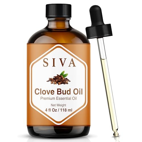 Siva Clove Bud Essential Oil - 4 Fl Oz – 100% Natürliches Nelkenöl für Diffuser, Gesicht, Hautpflege, Aromatherapie, Haarpflege, Kopfhaut und Körpermassage - mit Pipette