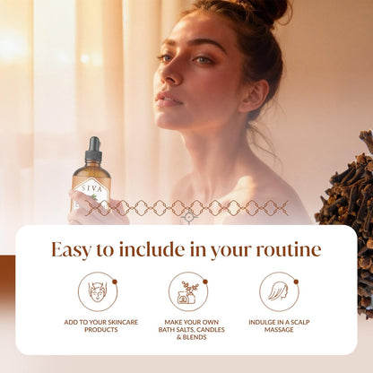 Siva Clove Bud Essential Oil - 4 Fl Oz – 100% Natürliches Nelkenöl für Diffuser, Gesicht, Hautpflege, Aromatherapie, Haarpflege, Kopfhaut und Körpermassage - mit Pipette
