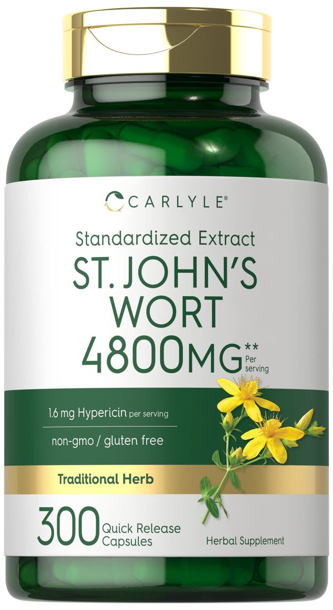 Carlyle Johanniskraut Kapseln | 300 Stück | Nicht-GVO & Glutenfrei | Standardisierter Extrakt