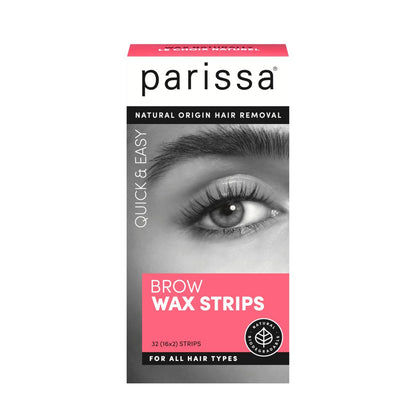 Parissa Natural Brow Wax Strips | Anfängerfreundlich & Duftfrei | Fertigwachsstreifen für empfindliche Haut | 32 Streifen (16 x 2)