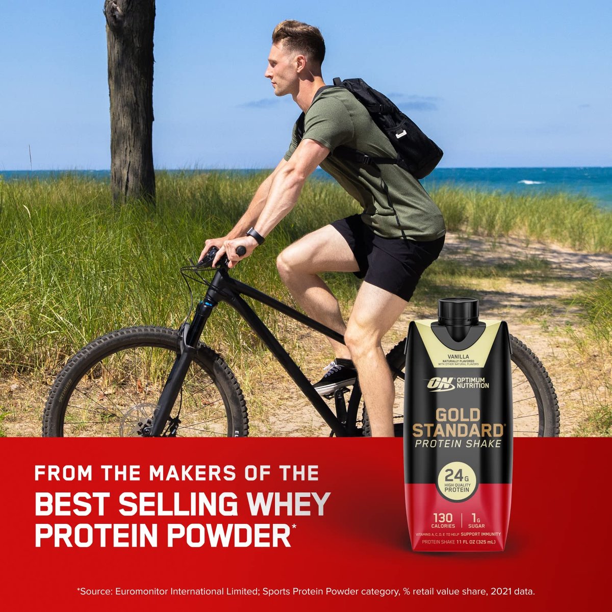 Optimum Nutrition Gold Standard Protein Shake – 24g Protein, trinkfertig, Vanille, 11 Fl Oz, 12er-Pack