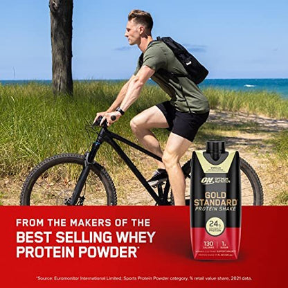 Optimum Nutrition Gold Standard Protein Shake – 24g Protein, trinkfertig, Vanille, 11 Fl Oz, 12er-Pack