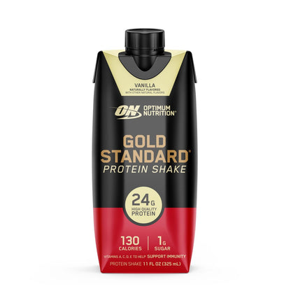 Optimum Nutrition Gold Standard Protein Shake – 24g Protein, trinkfertig, Vanille, 11 Fl Oz, 12er-Pack
