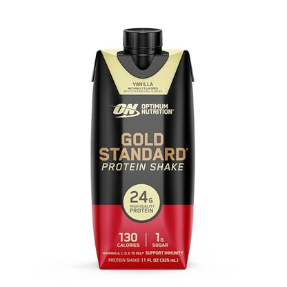 Optimum Nutrition Gold Standard Protein Shake – 24g Protein, trinkfertig, Vanille, 11 Fl Oz, 12er-Pack