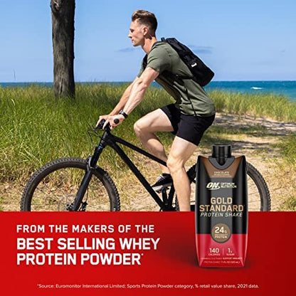 Optimum Nutrition Gold Standard Protein Shake – 24g Protein, Fertiggetränk, Schokolade, 11 Fl Oz, 12er Pack