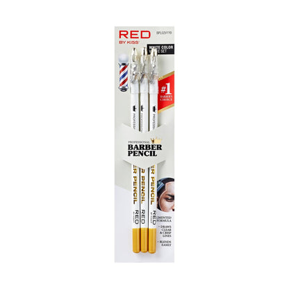 Red by Kiss Barber-Stift mit integriertem Spitzer, 3er-Pack, Kanten-Haarlinien-Rasierstifte, Bart- und Haarlinien-Konturenstifte für Männer (Weiß)