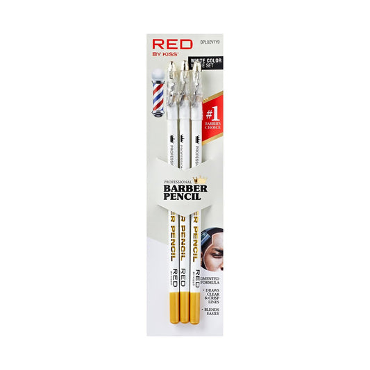 Red by Kiss Barber-Stift mit integriertem Spitzer, 3er-Pack, Kanten-Haarlinien-Rasierstifte, Bart- und Haarlinien-Konturenstifte für Männer (Weiß)