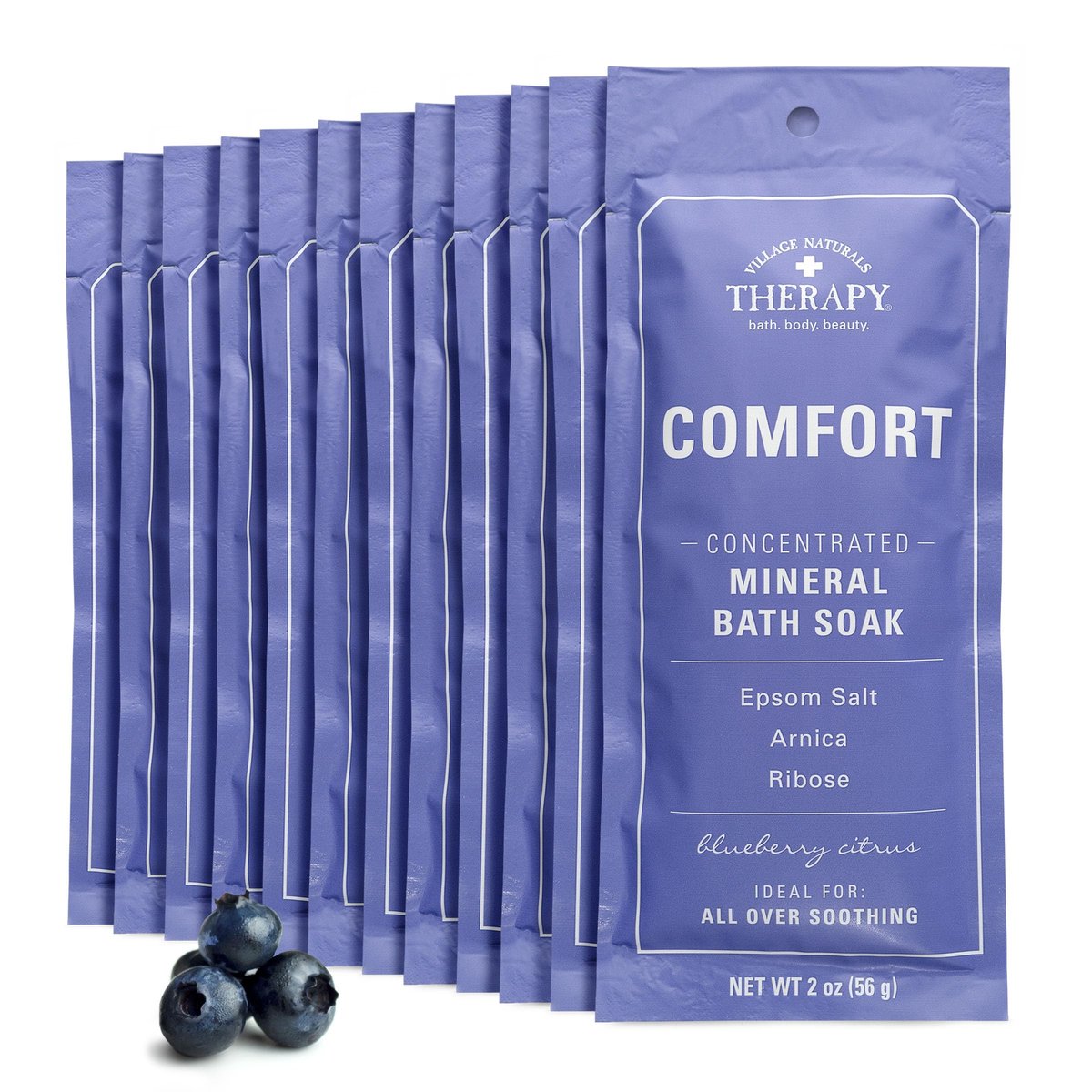 Village Naturals Therapy Comfort Konzentriertes Mineralbad Blueberry Citrus 2 oz (Packung mit 12)
