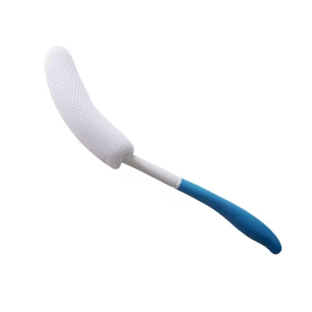 YF-ANEN langer Antirutsch-Badebürste mit gebogenem Griff – Körperbürste für Senioren, ältere Menschen und Schwangere – 39 cm