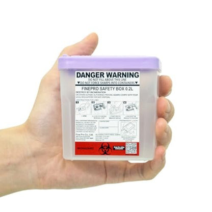 FINEPRO 0,2L Tragbarer Nadel-Entsorgungsbehälter für Diabetes-Pflege (Lila+Transparent, 1 Stück)