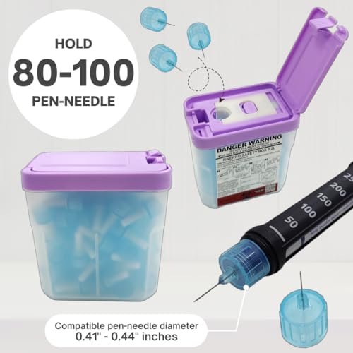 FINEPRO 0,2L Tragbarer Nadel-Entsorgungsbehälter für Diabetes-Pflege (Lila+Transparent, 1 Stück)