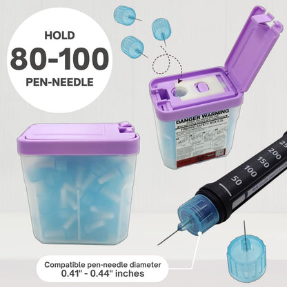 FINEPRO 0,2L Tragbarer Nadel-Entsorgungsbehälter für Diabetes-Pflege (Lila+Transparent, 1 Stück)