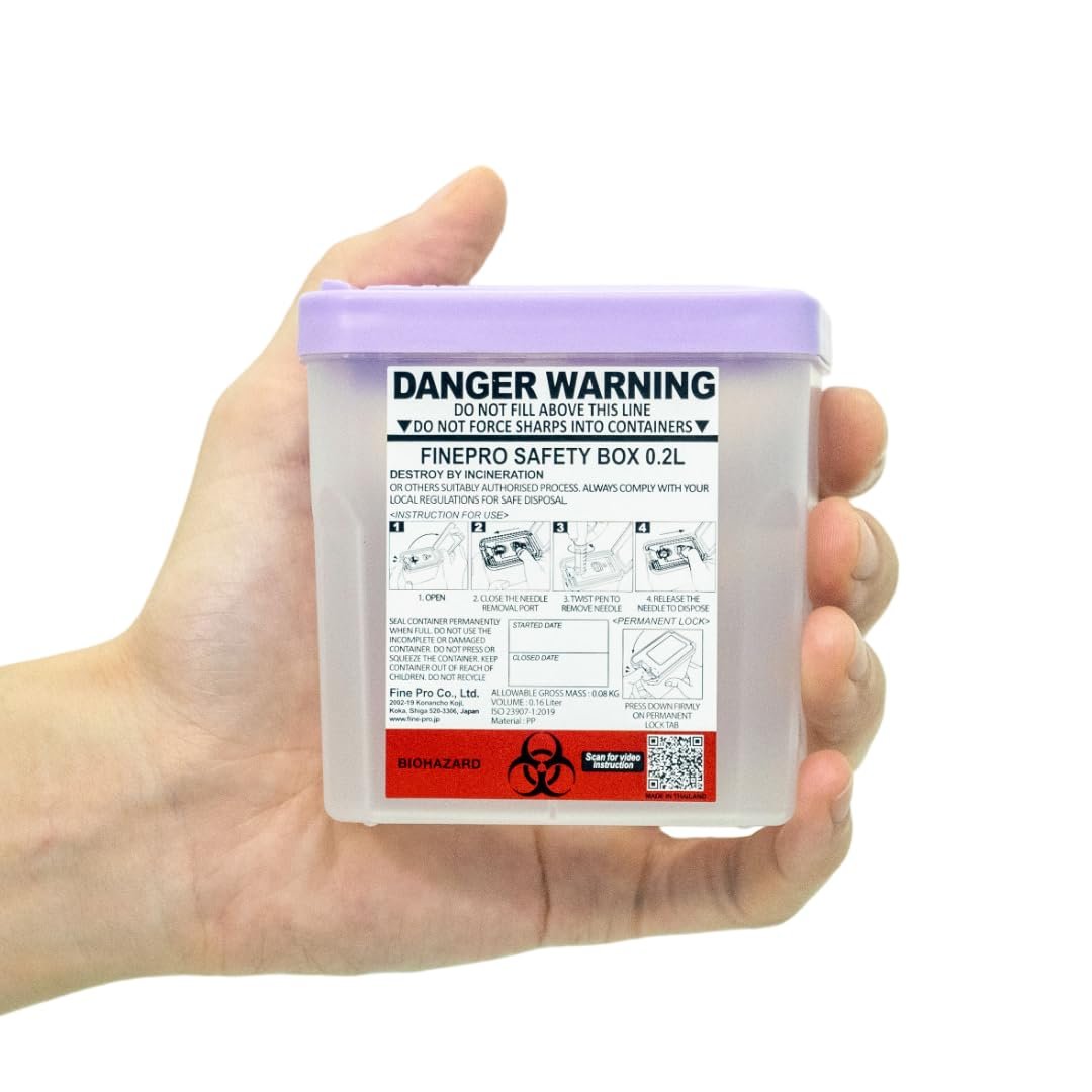 FINEPRO 0,2L Tragbarer Nadel-Entsorgungsbehälter für Diabetes-Pflege (Lila+Transparent, 1 Stück)