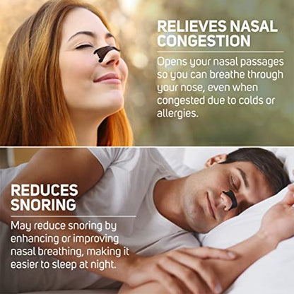 Clear Passage Extra Strength Nasal Strips 50 Stück, Nasendilatatoren für Männer & Frauen, gegen Schnarchen, sofortige Verstopfungslinderung bei Erkältung & Allergie, verbessert Schlaf, bessere Leistung, für Tag & Nacht, Schwarz