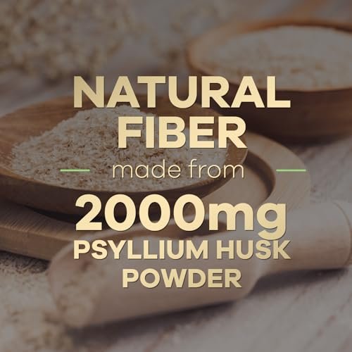 Psyllium Husk Kapseln - Extra starke 2000 mg pro Portion - Ballaststoffergänzung für tägliche Verdauung und Regelmäßigkeit - Natürliche Psylliumfasern - Hergestellt in den USA - 120 Kapseln