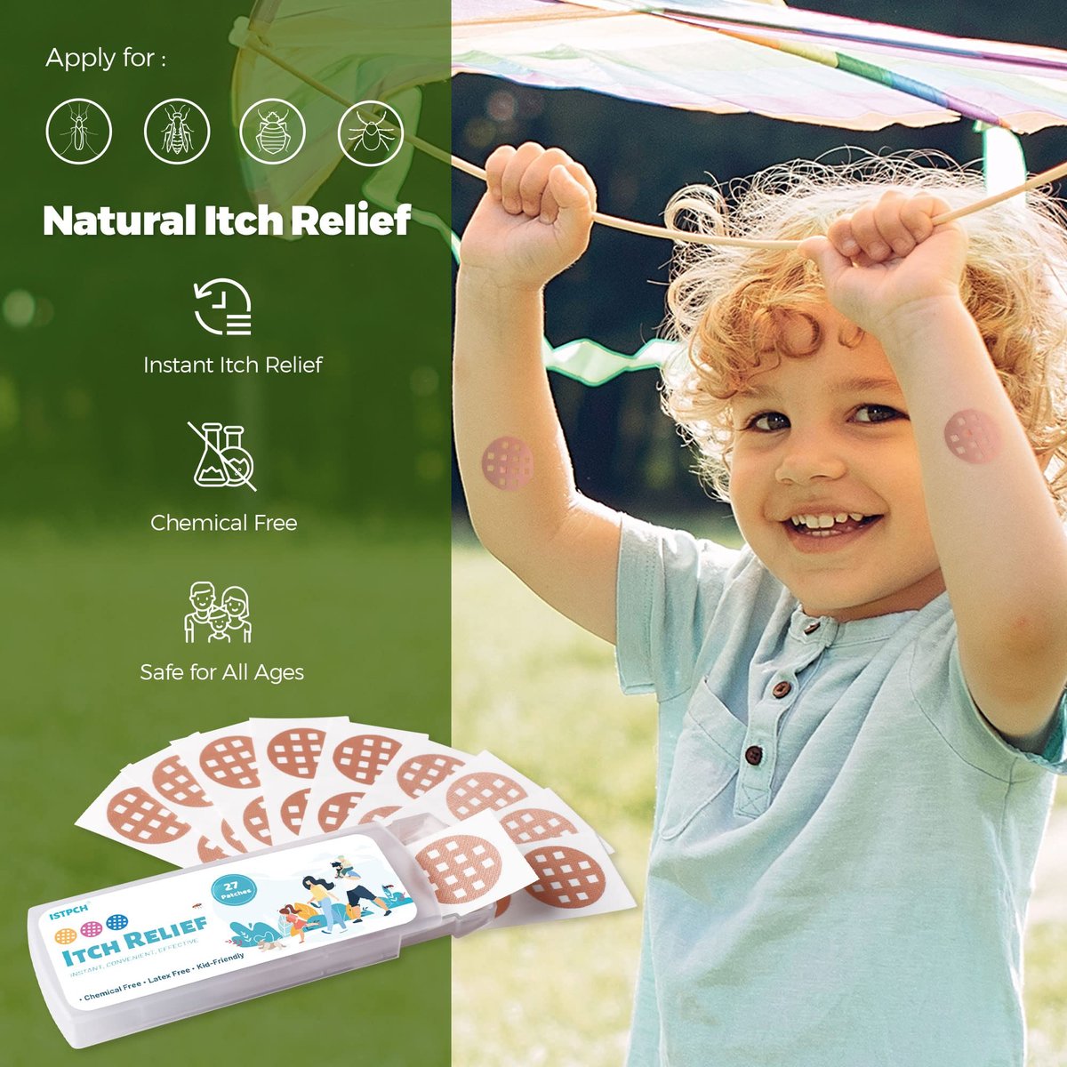 Istpch Biss-Stick Pflaster für Kinder – 27 natürliche Anti-Juckreiz-Sticker gegen Insektenstiche, Schwellungen & Juckreiz – Ideal für Sommer, Reisen & Camping
