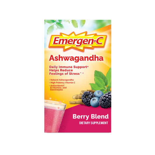 Emergen-C Vitamin C Ashwagandha Drinkmischung – Immununterstützung mit Berries-Geschmack, 18 Portionen
