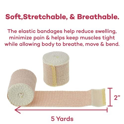 Dealmed 2" Elastische Binden mit Selbsthaftung – 2 Stück, 5 Yards gedehnte Kompressionsbandage, Wundversorgung für Erste-Hilfe-Set und medizinische Einrichtungen