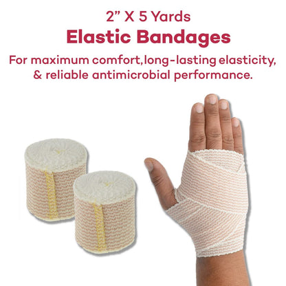 Dealmed 2" Elastische Binden mit Selbsthaftung – 2 Stück, 5 Yards gedehnte Kompressionsbandage, Wundversorgung für Erste-Hilfe-Set und medizinische Einrichtungen