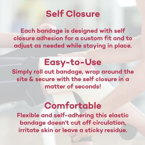 Dealmed 2" Elastische Binden mit Selbsthaftung – 2 Stück, 5 Yards gedehnte Kompressionsbandage, Wundversorgung für Erste-Hilfe-Set und medizinische Einrichtungen