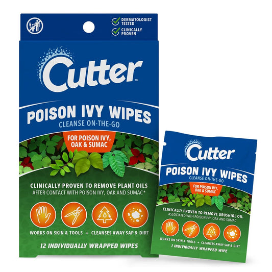 Cutter Poison Ivy Wipes – Unterwegs-Reinigung gegen Giftefeu, Gifteiche und Giftsumach, 12 Tücher