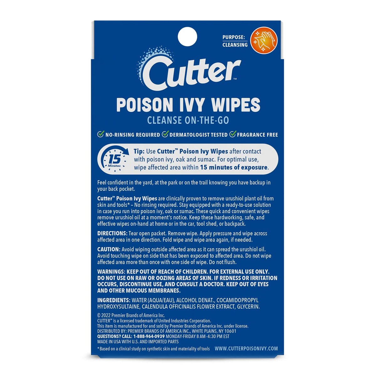 Cutter Poison Ivy Wipes – Unterwegs-Reinigung gegen Giftefeu, Gifteiche und Giftsumach, 12 Tücher