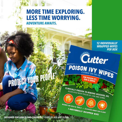 Cutter Poison Ivy Wipes – Unterwegs-Reinigung gegen Giftefeu, Gifteiche und Giftsumach, 12 Tücher