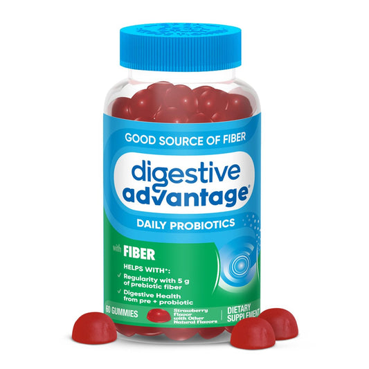 Digestive Advantage Präbiotikum mit Probiotika – Ballaststoff-Gummis für Männer & Frauen, 60 Stück Erdbeergeschmack