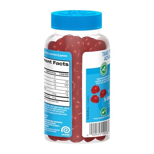 Digestive Advantage Präbiotikum mit Probiotika – Ballaststoff-Gummis für Männer & Frauen, 60 Stück Erdbeergeschmack