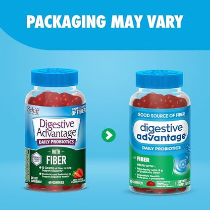 Digestive Advantage Präbiotikum mit Probiotika – Ballaststoff-Gummis für Männer & Frauen, 60 Stück Erdbeergeschmack