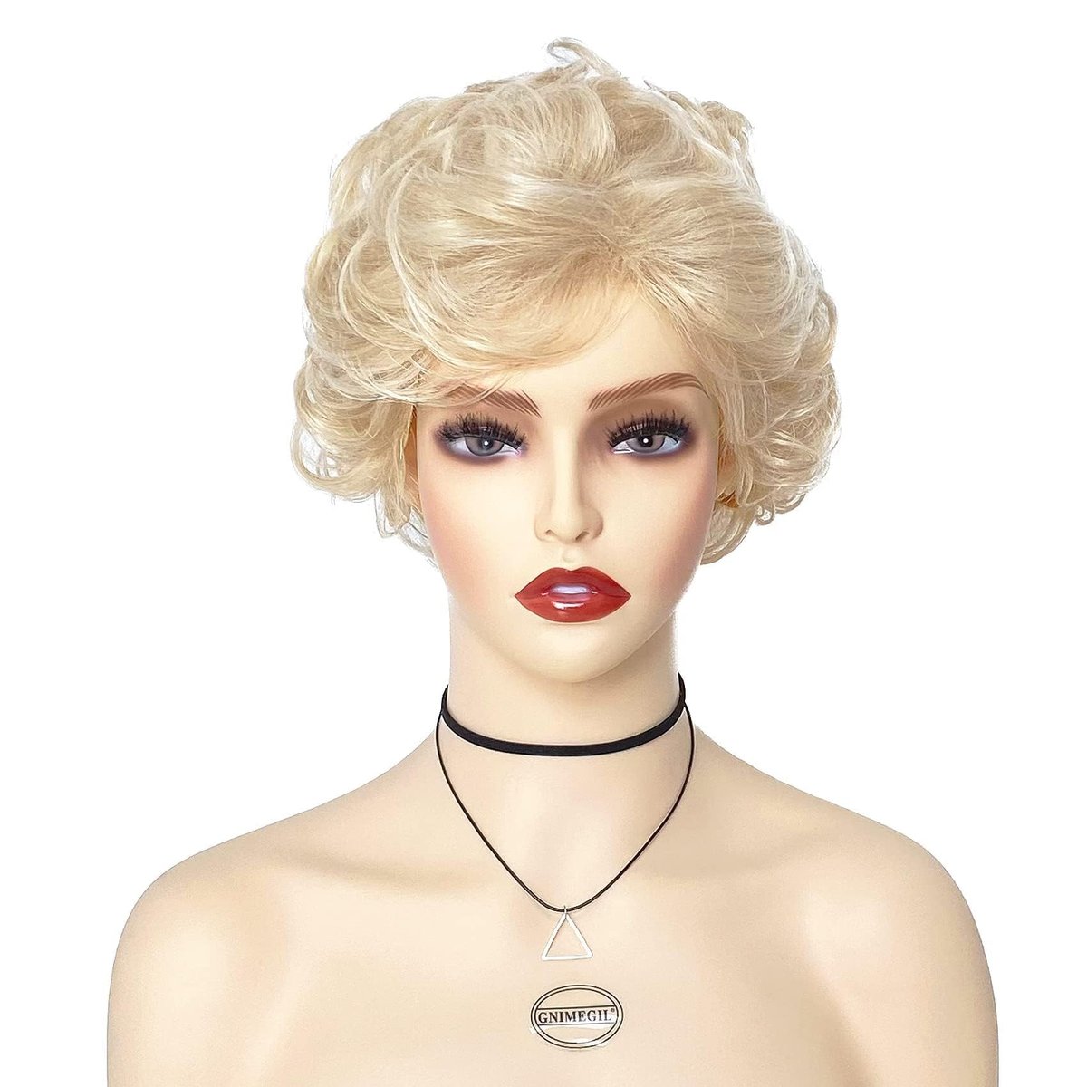 GNIMEGIL Hellblonde Kurze Lockige Perücke Betty White Perücke für Senioren Damen Flauschige Cosplay Alte Dame Perücke Synthetik Halloween Kostüm Party Blanche Ältere Perücken