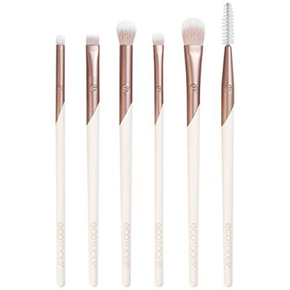 EcoTools Luxe Exquisites Augen-Make-up-Pinselset – 6-teiliges professionelles Set für Lidschatten, Eyeliner und Augenbrauen – Umweltfreundliche, synthetische Borsten, tierversuchsfrei und vegan