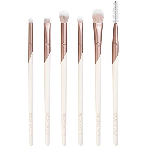 EcoTools Luxe Exquisites Augen-Make-up-Pinselset – 6-teiliges professionelles Set für Lidschatten, Eyeliner und Augenbrauen – Umweltfreundliche, synthetische Borsten, tierversuchsfrei und vegan