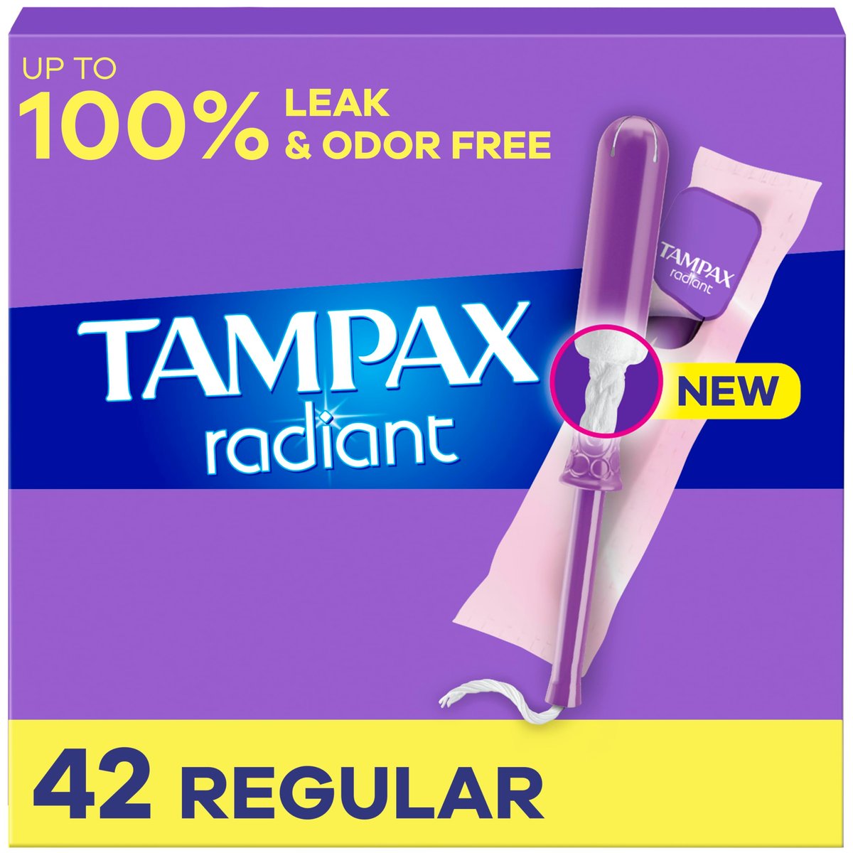 Tampax Radiant Tampons 42 Stück – Regulär, Super, Super Plus (Mischpackung) – Zuverlässiger Schutz für jede Stärke