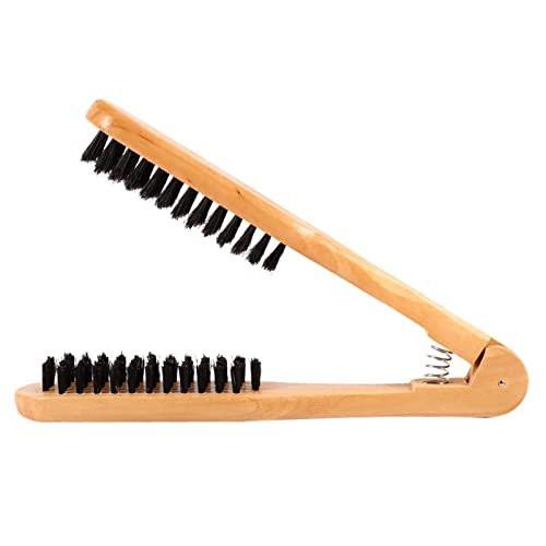Doppelseitiger Naturholzkamm mit Borsten und Antistatik – Haarglätter mit Klammer für professionelles Friseurhandwerk und DIY-Salon