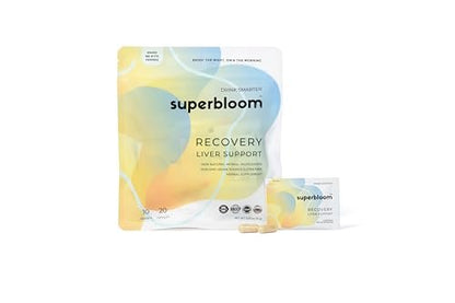 superbloom Recovery Leberunterstützung | Leberentgiftung mit DHM, Kurkuma, Mariendistel | 10 Sachets, 20 Kapseln | Genieße die Nacht, meistere den Morgen