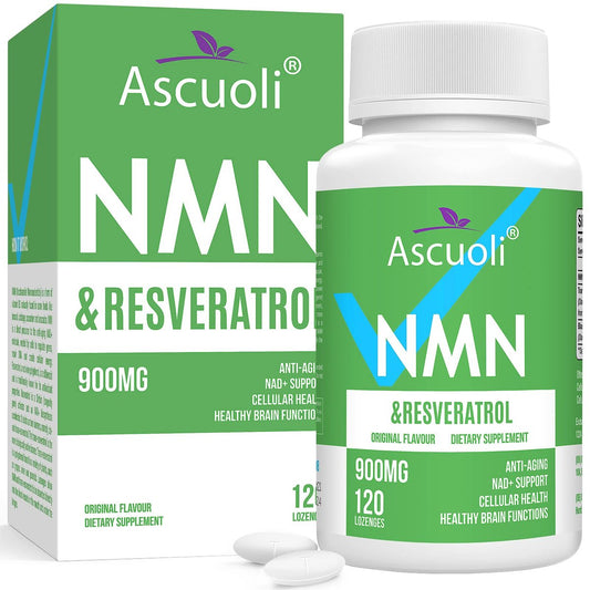 Sublinguales NMN 500 mg + Trans-Resveratrol 400 mg, 3-in-1 Advanced Formula 99% Reines NMN Resveratrol Präparat zur Steigerung von NAD*, Zellen, Immunsystem, Energie & Muskeln, Anti-Aging, 120 Lutschtabletten (120-Tage-Vorrat)