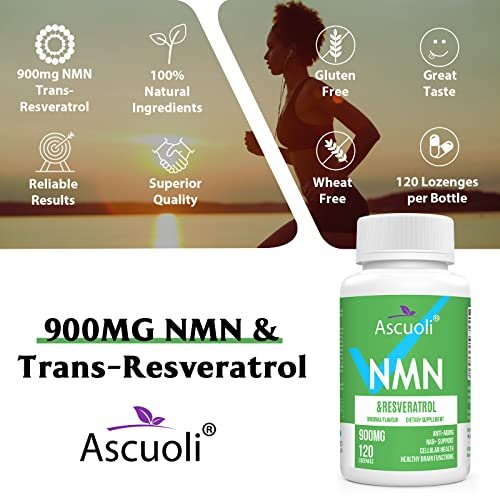 Sublinguales NMN 500 mg + Trans-Resveratrol 400 mg, 3-in-1 Advanced Formula 99% Reines NMN Resveratrol Präparat zur Steigerung von NAD*, Zellen, Immunsystem, Energie & Muskeln, Anti-Aging, 120 Lutschtabletten (120-Tage-Vorrat)