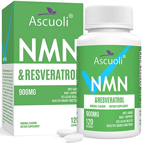 Sublinguales NMN 500 mg + Trans-Resveratrol 400 mg, 3-in-1 Advanced Formula 99% Reines NMN Resveratrol Präparat zur Steigerung von NAD*, Zellen, Immunsystem, Energie & Muskeln, Anti-Aging, 120 Lutschtabletten (120-Tage-Vorrat)