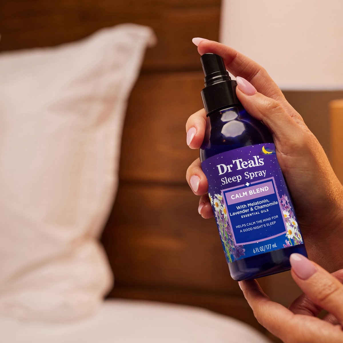 Dr Teal's Calm Blend Spray mit Melatonin, Lavendel & Kamille ätherische Öle, 6 fl oz (3er-Pack)