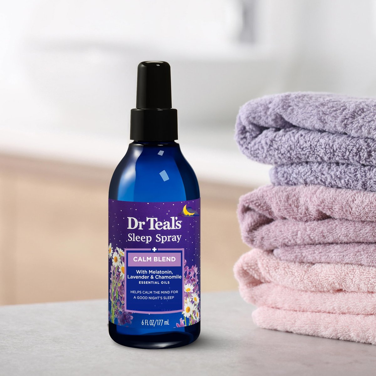 Dr Teal's Calm Blend Spray mit Melatonin, Lavendel & Kamille ätherische Öle, 6 fl oz (3er-Pack)