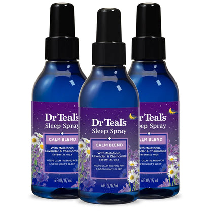 Dr Teal's Calm Blend Spray mit Melatonin, Lavendel & Kamille ätherische Öle, 6 fl oz (3er-Pack)