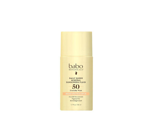 Babo Botanicals Tägliches Sheer Mineral Sonnenschutzfluid SPF50 - Natürliches Zinkoxid - Passionsfruchtöl - Duftfrei - Ultra-leicht - Für das Gesicht - Für alle Altersgruppen