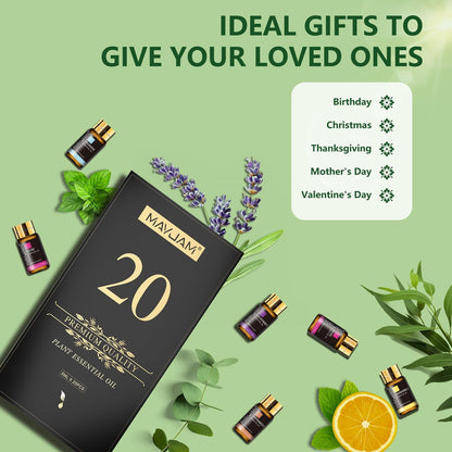 MAYJAM 20-teiliges Teebaum-Ätherisches Öl Geschenkset, reine Duftöle für Diffuser, Luftbefeuchter, Hautpflege, Massage, DIY Kerzen- und Seifenherstellung, Geschenk für Freunde (5 ml)