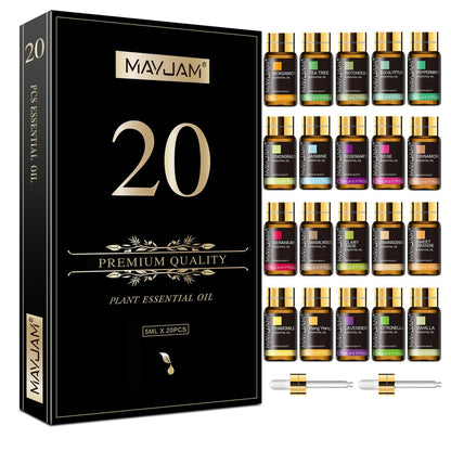 MAYJAM 20-teiliges Teebaum-Ätherisches Öl Geschenkset, reine Duftöle für Diffuser, Luftbefeuchter, Hautpflege, Massage, DIY Kerzen- und Seifenherstellung, Geschenk für Freunde (5 ml)