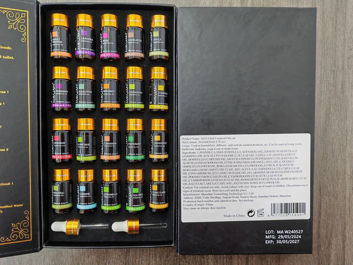 MAYJAM 20-teiliges Teebaum-Ätherisches Öl Geschenkset, reine Duftöle für Diffuser, Luftbefeuchter, Hautpflege, Massage, DIY Kerzen- und Seifenherstellung, Geschenk für Freunde (5 ml)