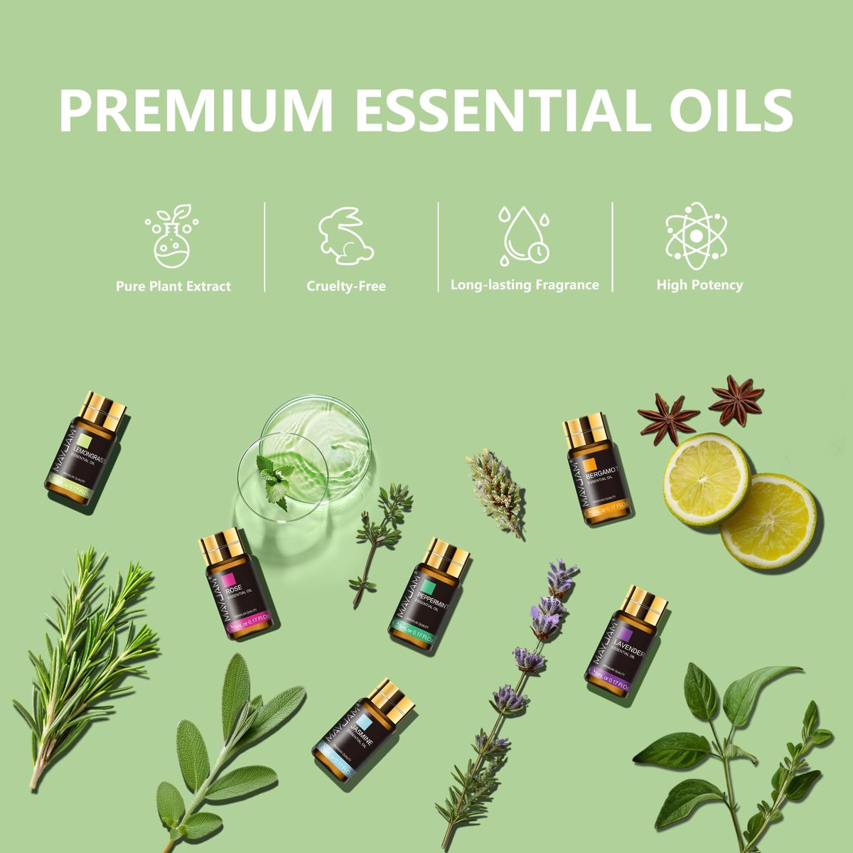 MAYJAM 20-teiliges Teebaum-Ätherisches Öl Geschenkset, reine Duftöle für Diffuser, Luftbefeuchter, Hautpflege, Massage, DIY Kerzen- und Seifenherstellung, Geschenk für Freunde (5 ml)